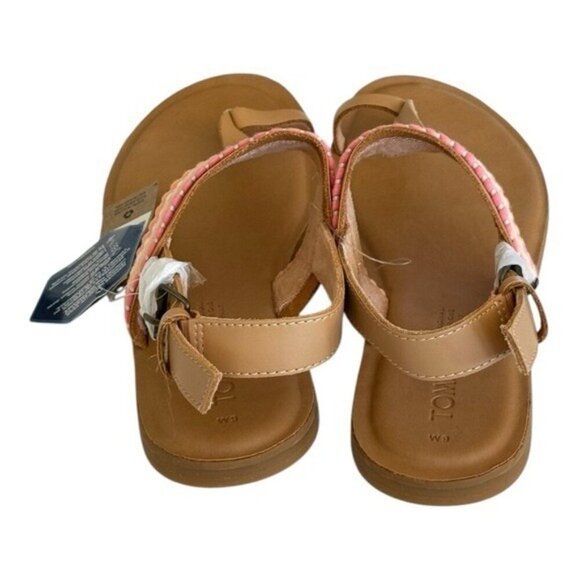 TOMS Womens Bree Sling Back Sandals Honey Leather Woven Trim Size 9 NEW - Picture 4 of 6